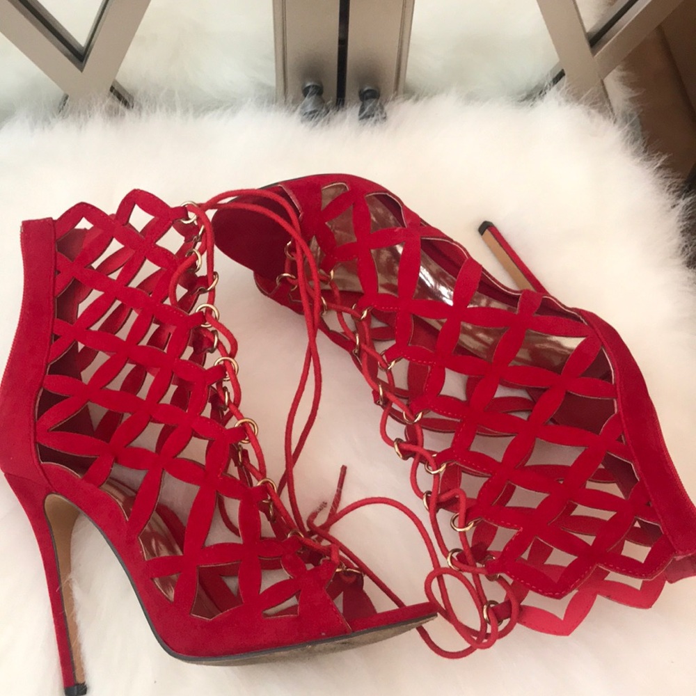 Red heels lace up